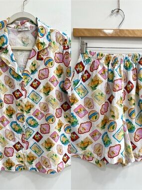 Terzo Millennio fruit print linen cotton two piece short set size medium/large